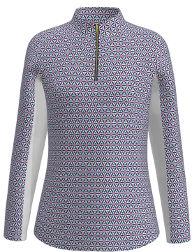 AB SPORT Women's Geo Print Long Sleeve Sun Shirt LS01-GEO2NVCOR