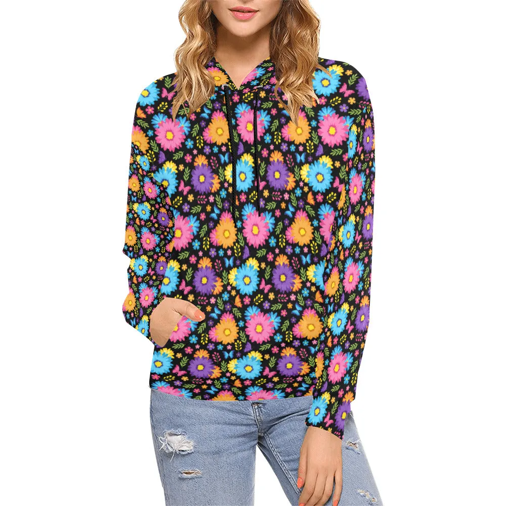 Colorful Spring Flowers Hoodie for Women