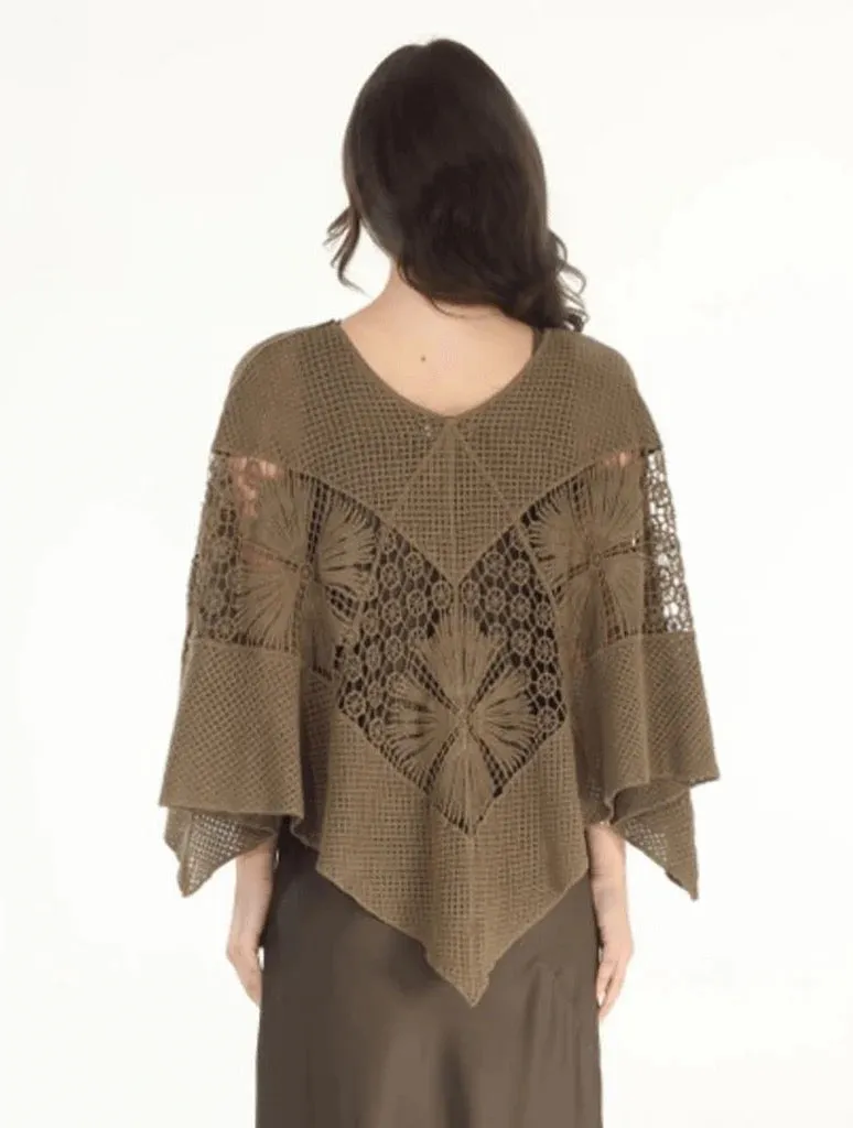 Crochet  Poncho - Rust