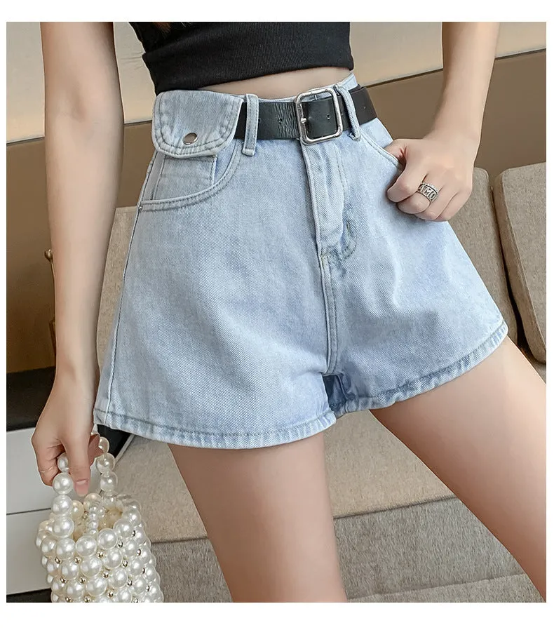 Denim Shorts Women Summer a-Line High Waist