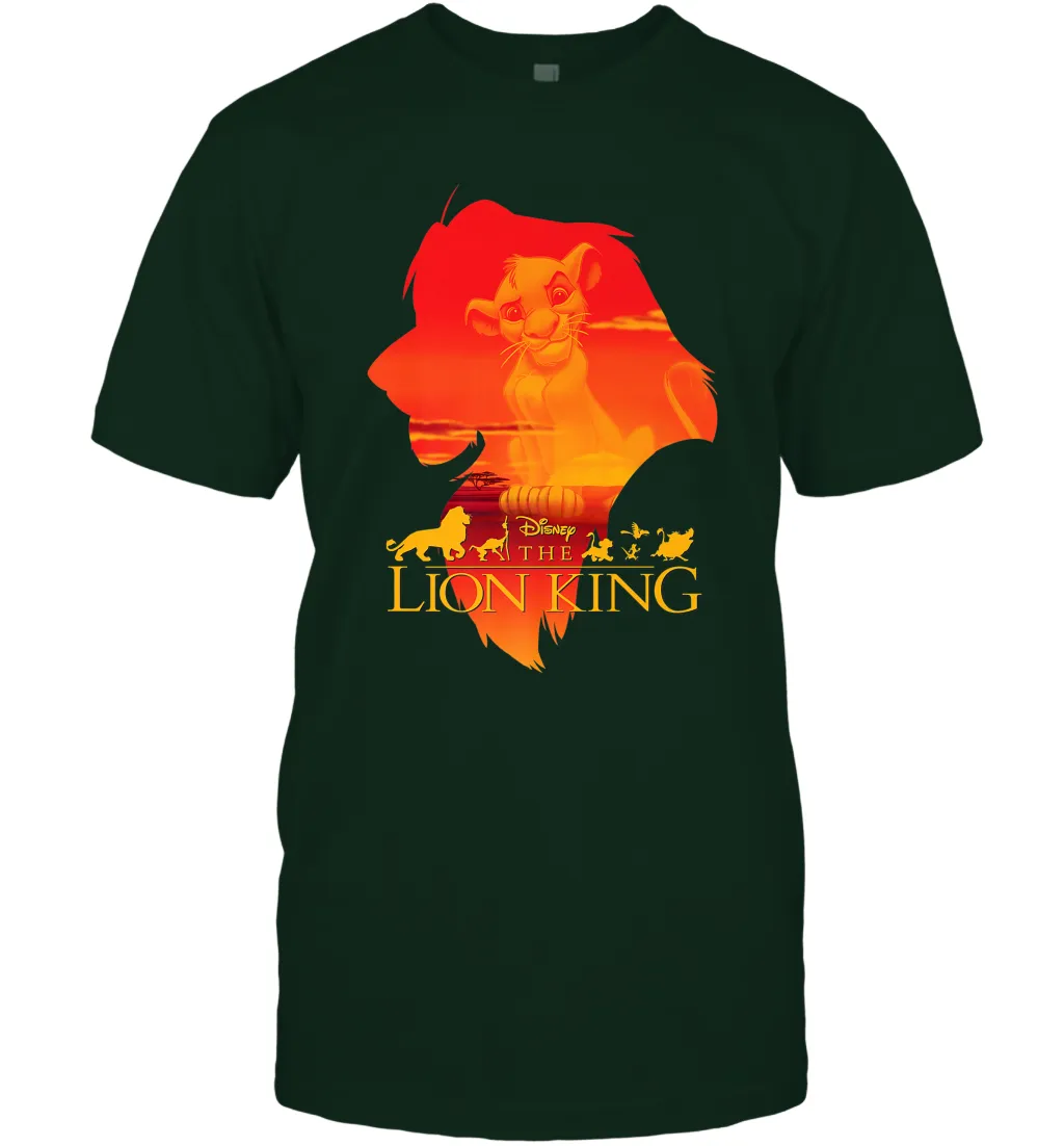 Disney Lion King Simba Silhouette Fill Sunset Poster Men Cotton T-Shirt