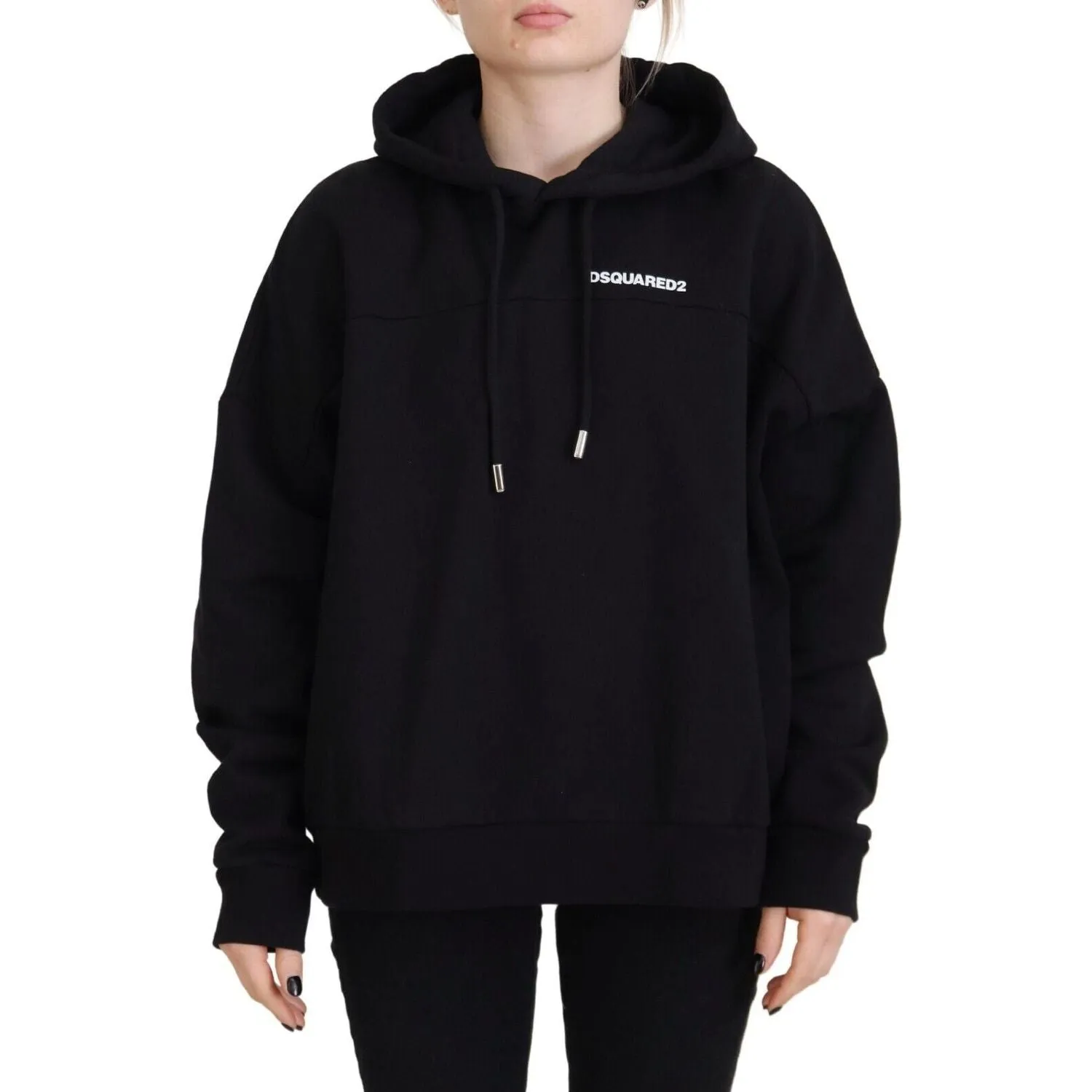 Dsquared² Black Logo Patch Cotton Hoodie Sweatshirt Sweater