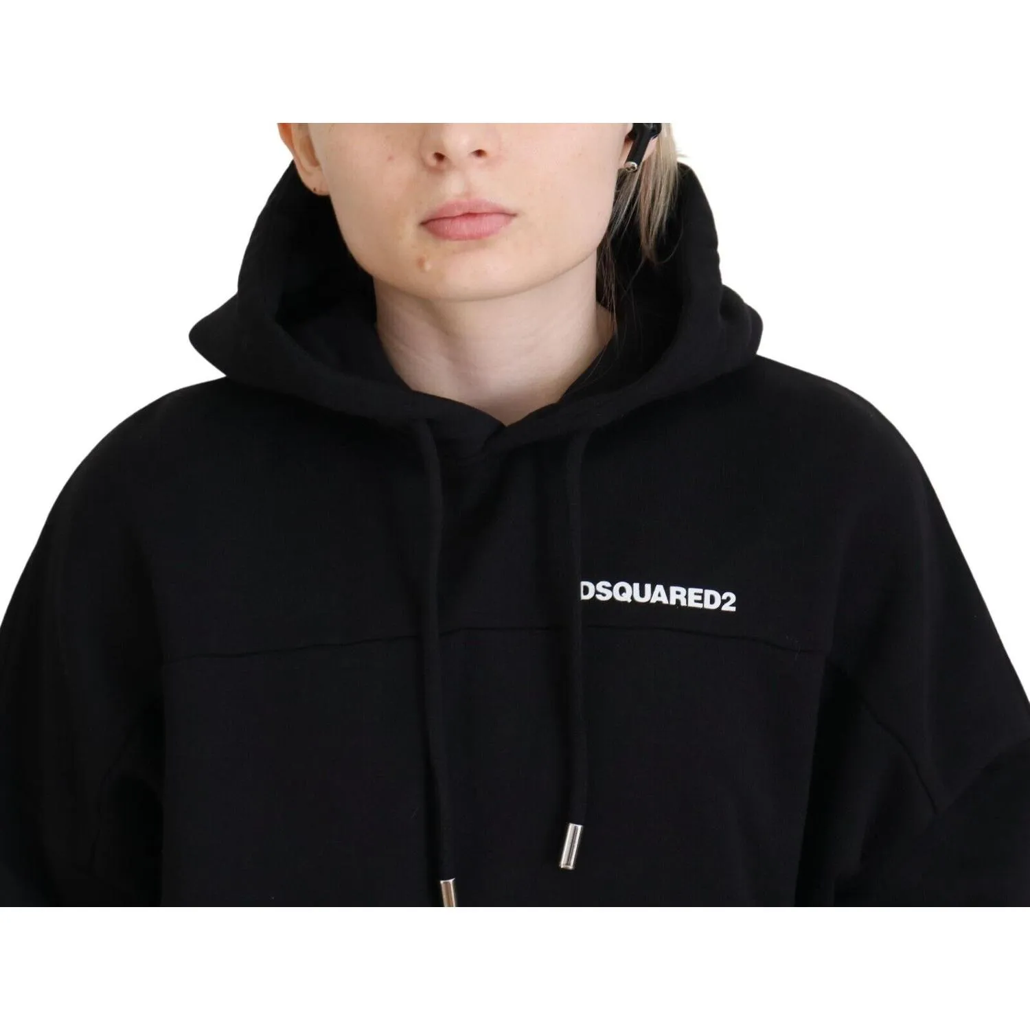 Dsquared² Black Logo Patch Cotton Hoodie Sweatshirt Sweater