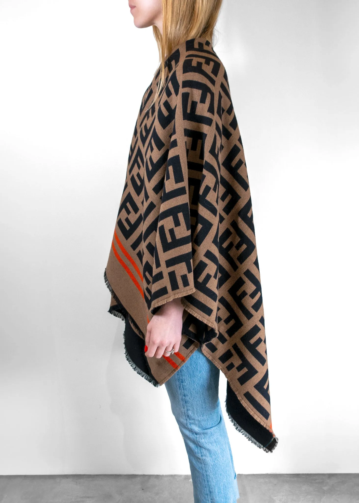 Fendi Monogram Wool Poncho