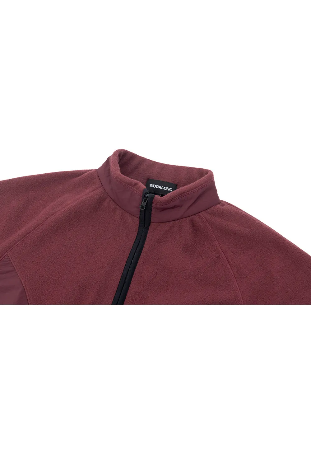 Fleece half neck zip-up wine