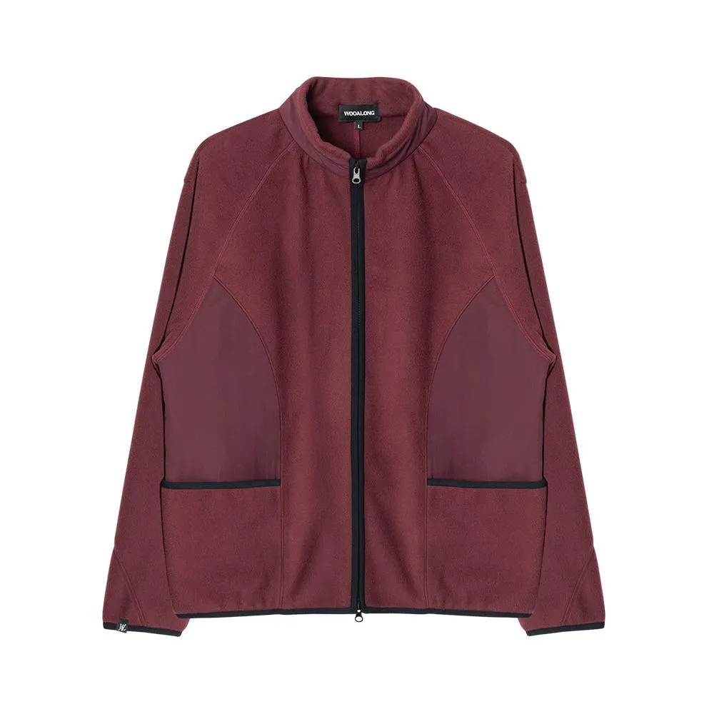 Fleece half neck zip-up wine