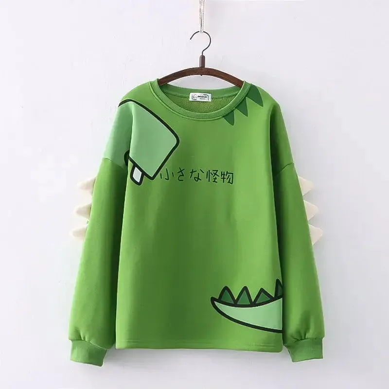 Fleece-lined Thickened Crew Neck Pullover Sweatshirt