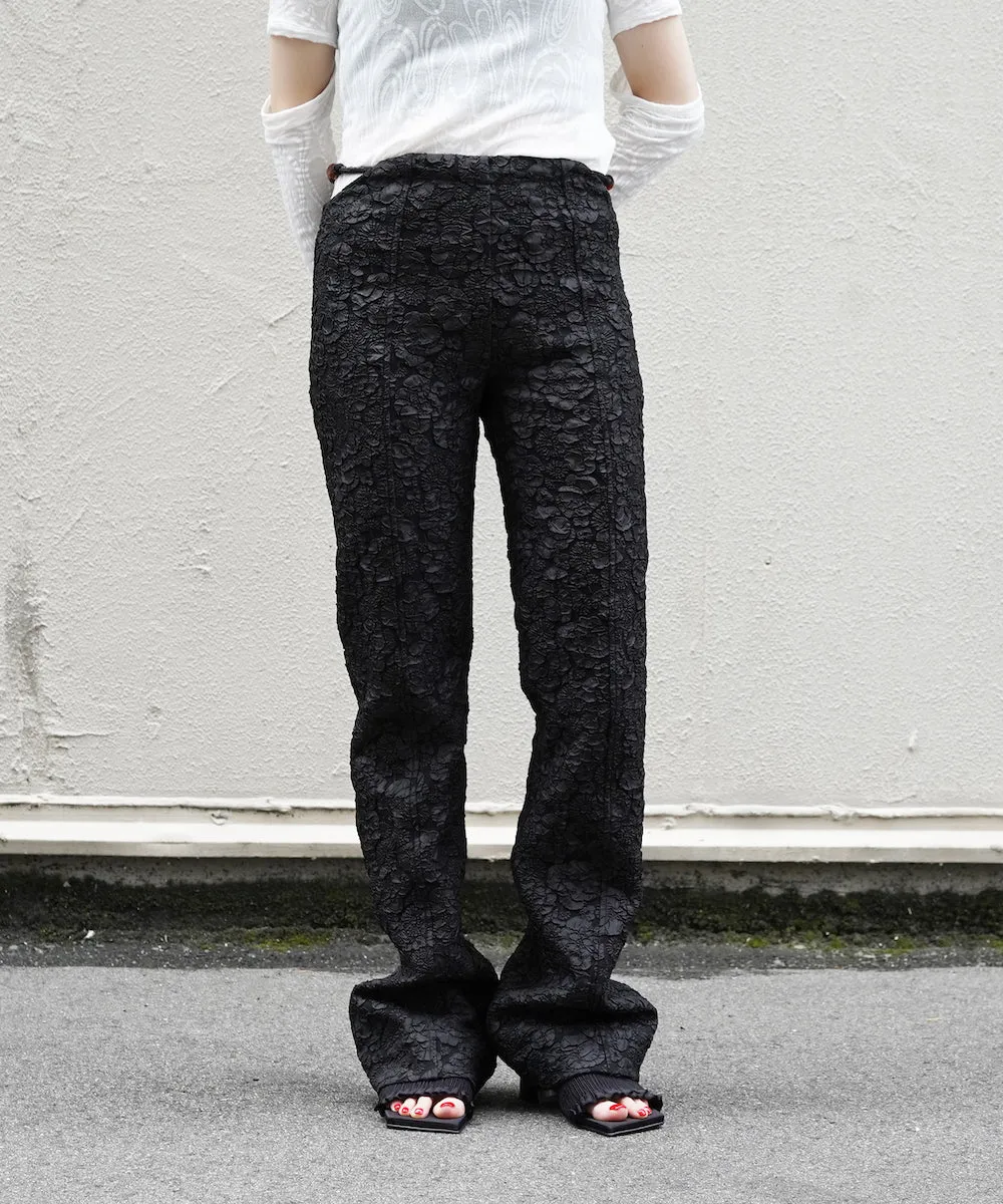 GANNI Stretch Jacquard Flared Pants "BLACK"