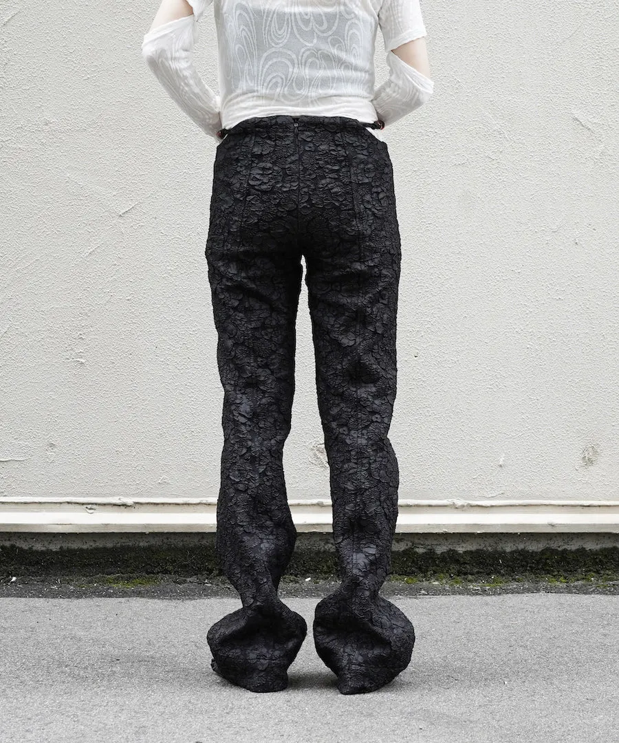 GANNI Stretch Jacquard Flared Pants "BLACK"