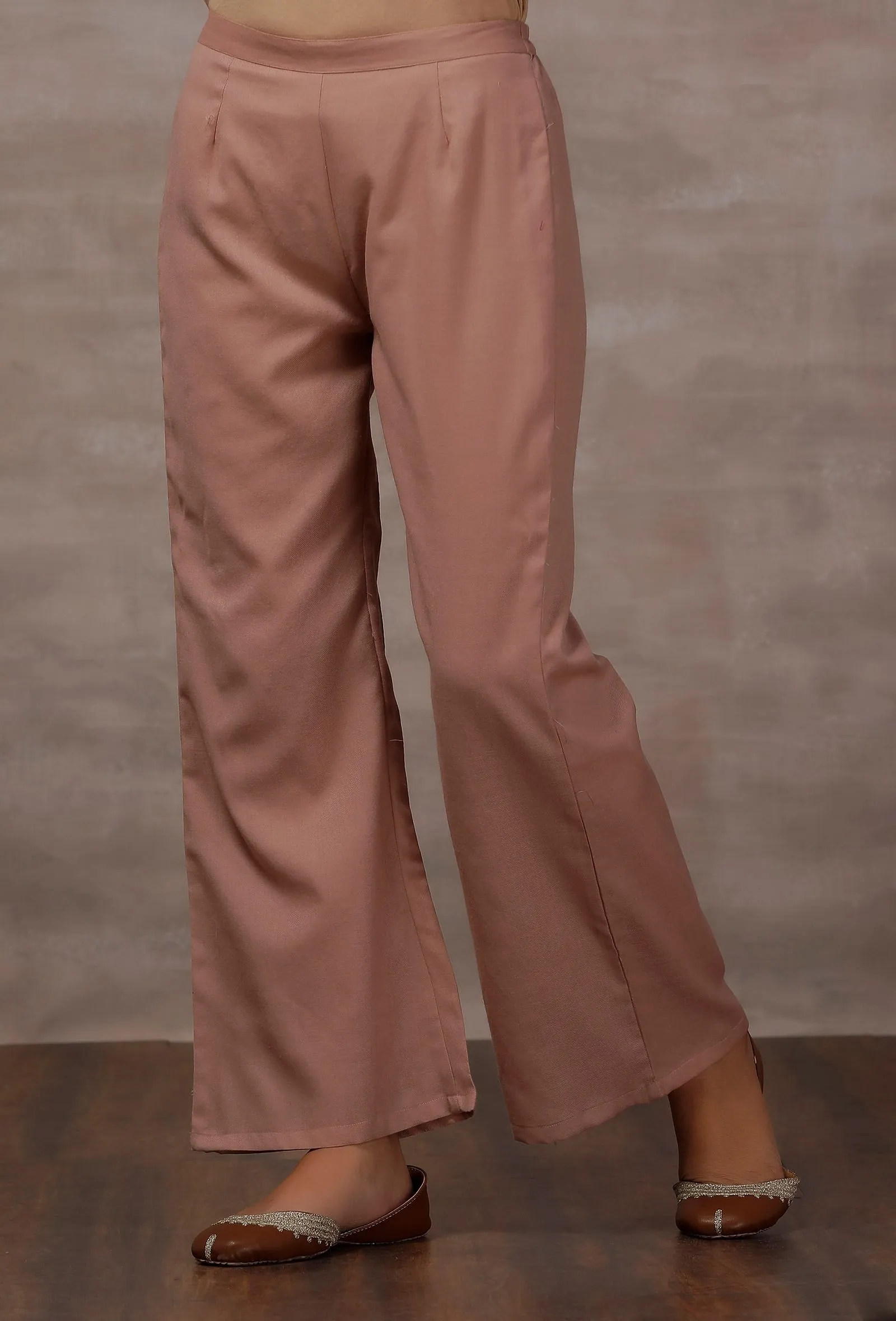 Pastel Pink Cashmilon Flared Pants