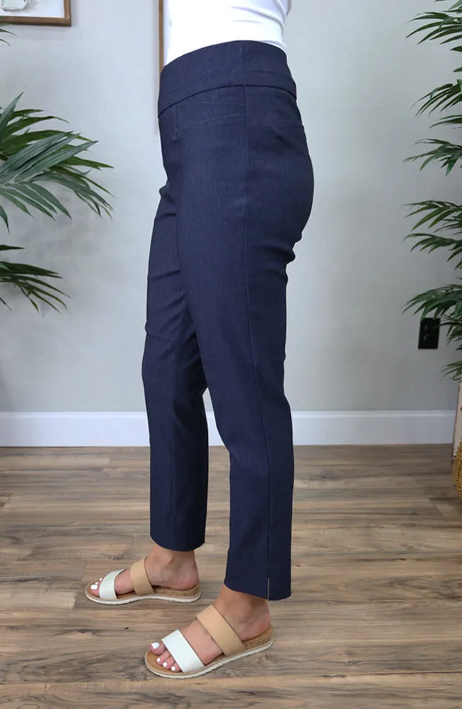 Pull On Ankle Pant in Indigo by Renuar