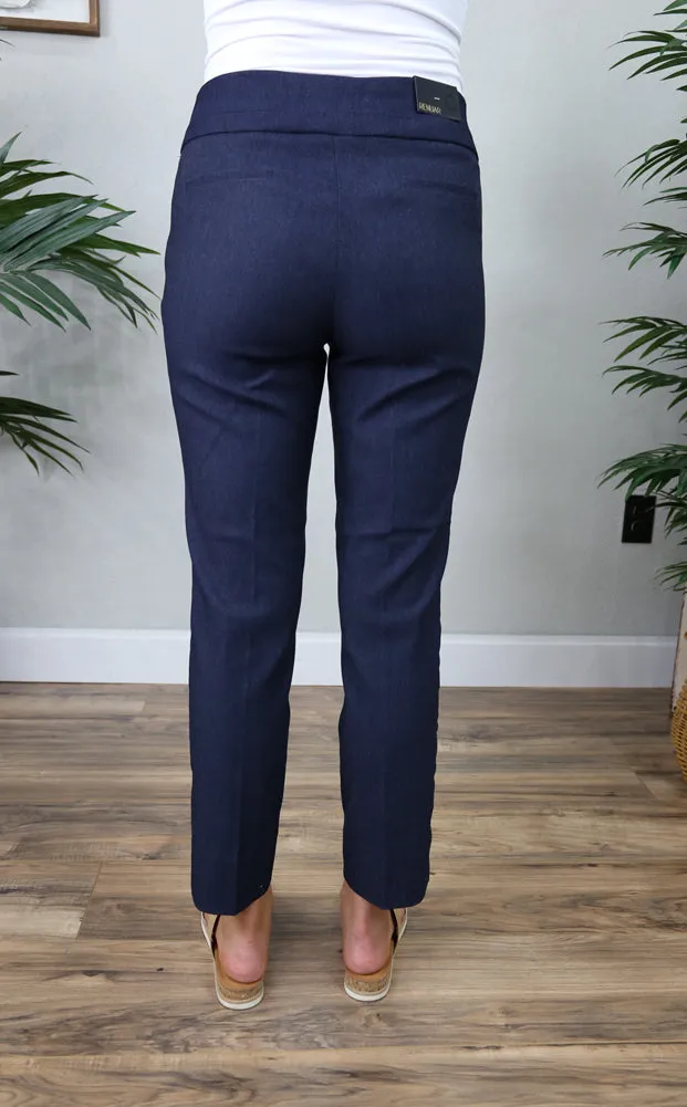 Pull On Ankle Pant in Indigo by Renuar