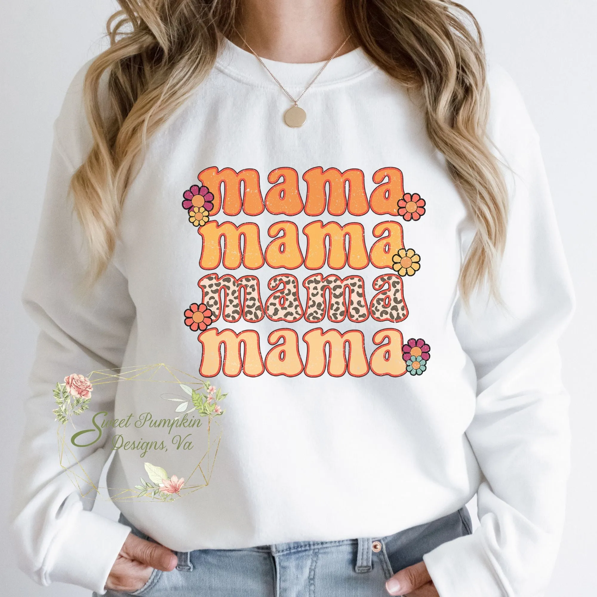 Retro Daisy Mama Sweatshirt Crewneck