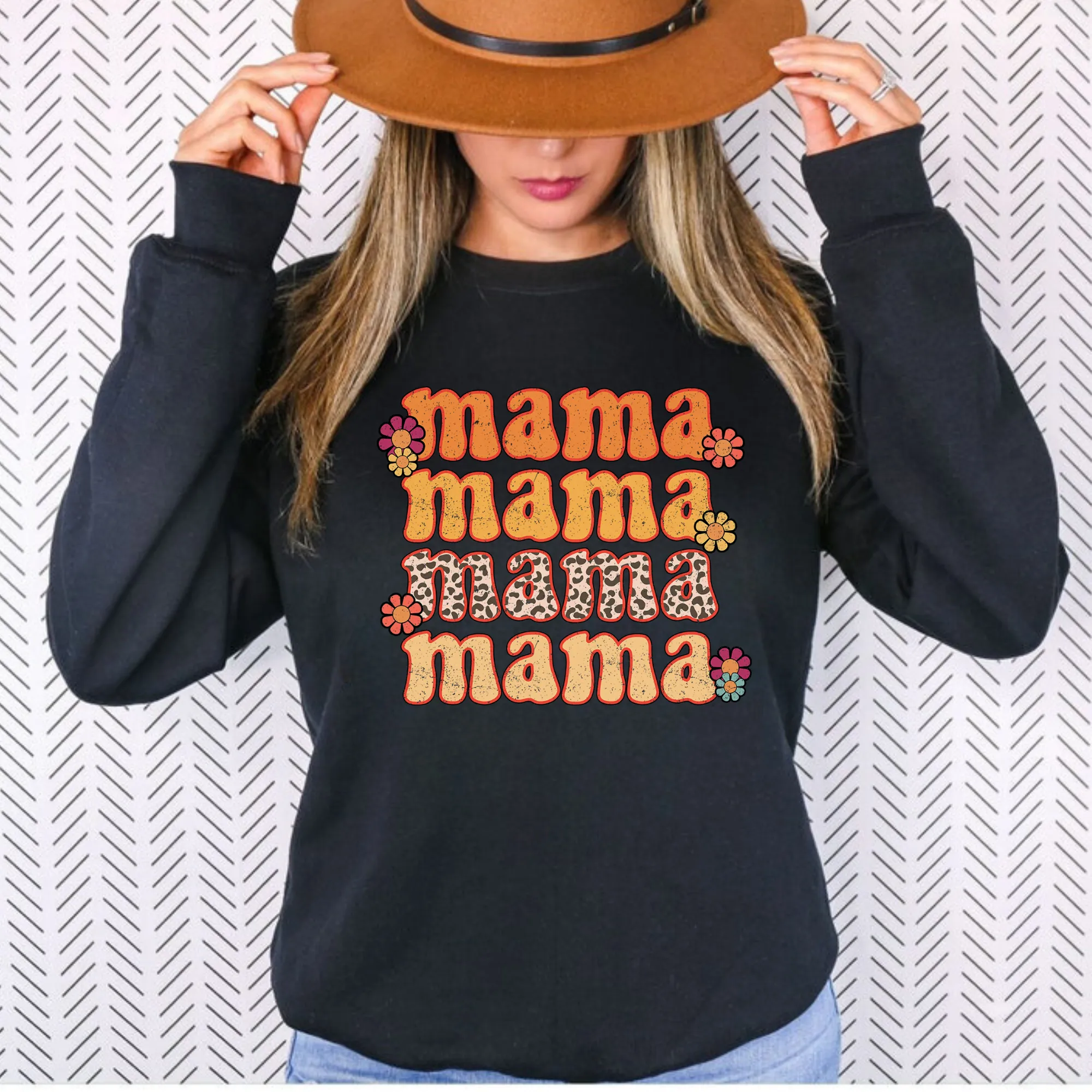 Retro Daisy Mama Sweatshirt Crewneck