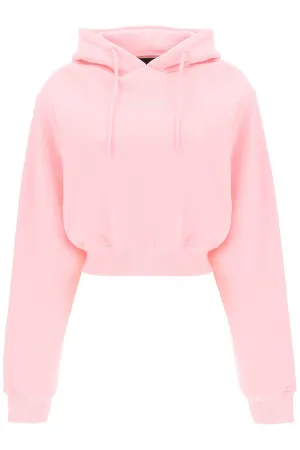 Rotate cropped hoodie with rhinestone-studded logo