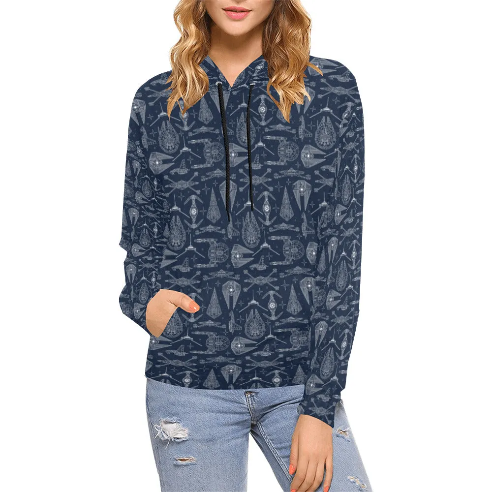 Star Wars Galactic Blue Prints Hoodie for Women