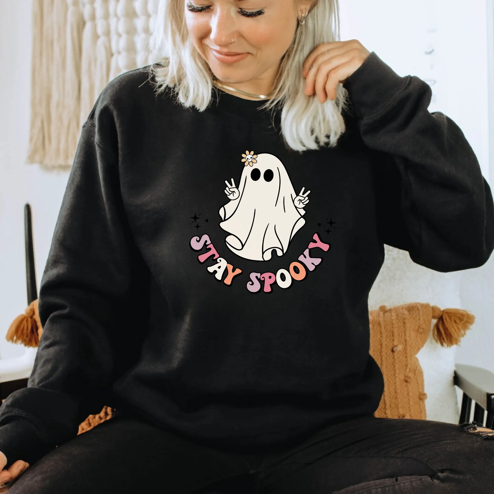 Stay Spooky - Retro Ghost Halloween Sweatshirt