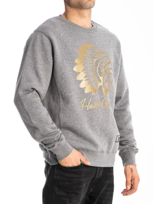 THE HUSTLE GANG SIGNATURE CHIEF SWEATSHIRT IN GREY