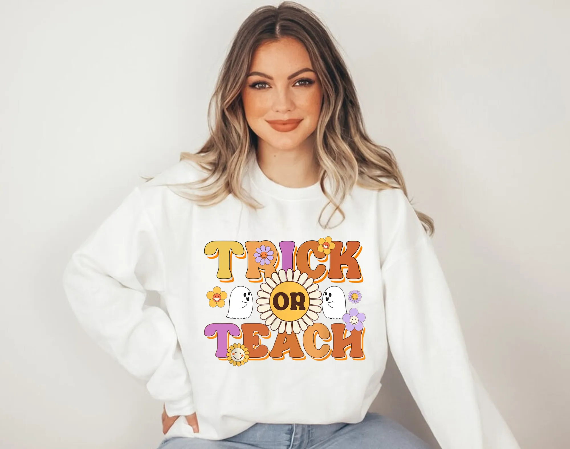 Trick or Teach | Halloween Teacher Crewneck Sweatshirt