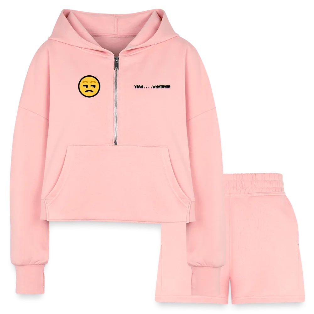 Yeah Whatever Women’s Cropped Hoodie & Jogger Short Outfit Set