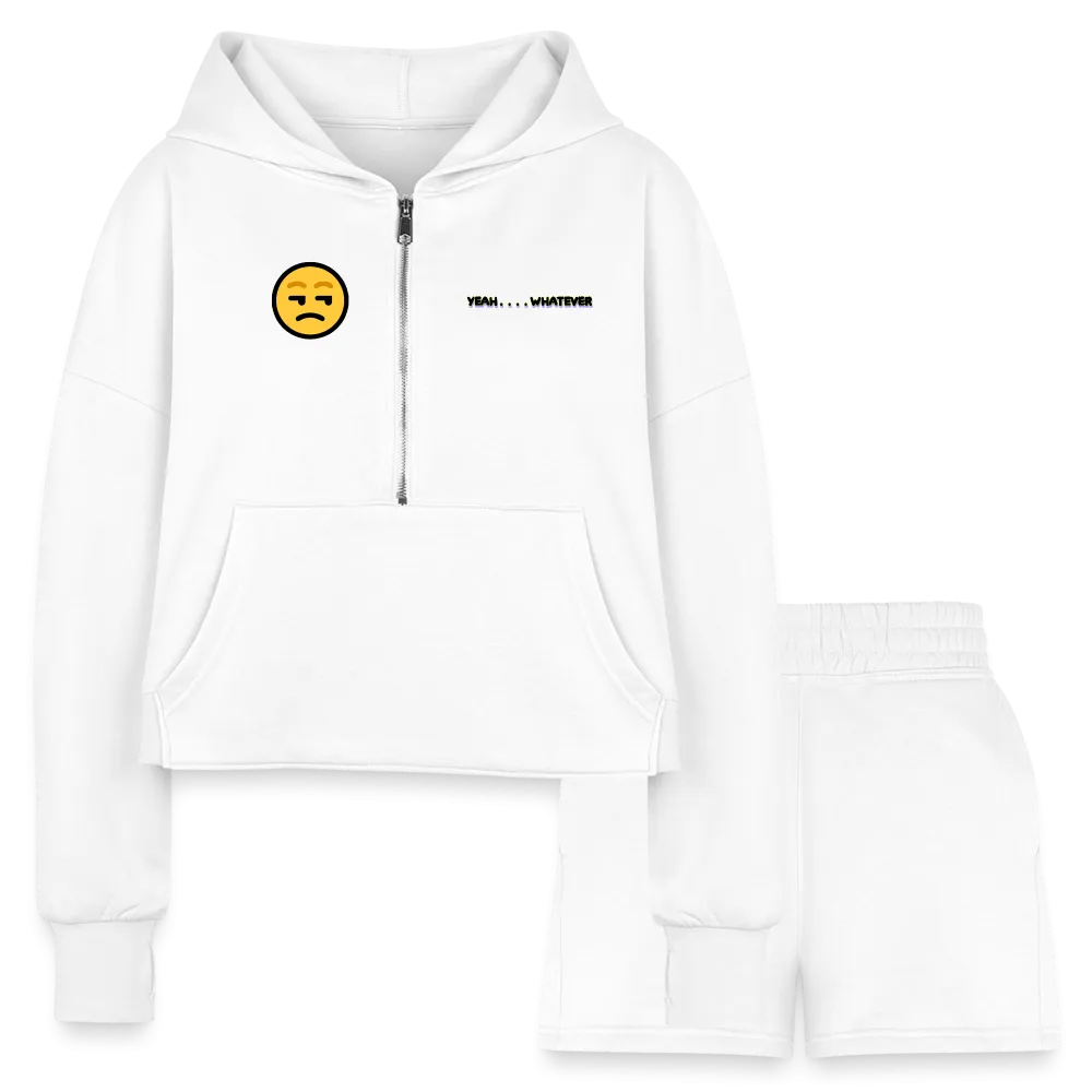 Yeah Whatever Women’s Cropped Hoodie & Jogger Short Outfit Set