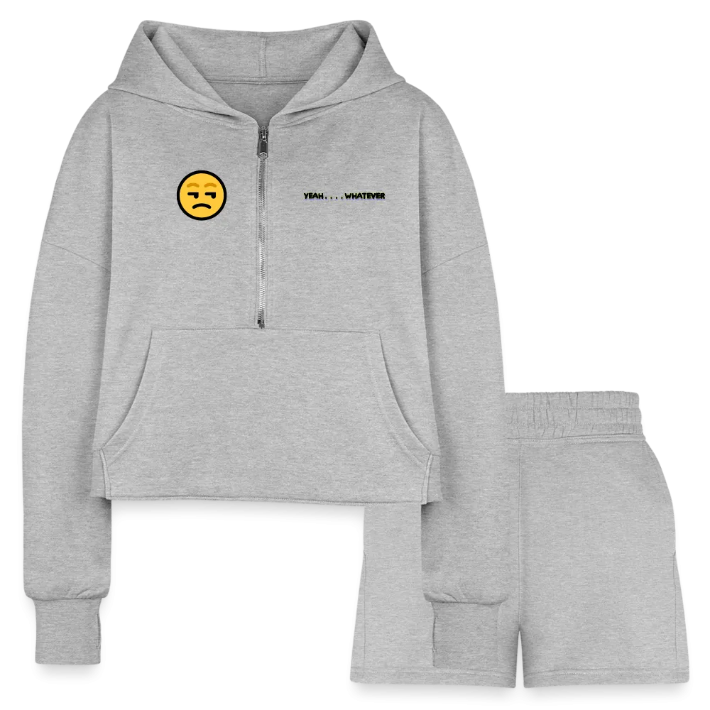 Yeah Whatever Women’s Cropped Hoodie & Jogger Short Outfit Set