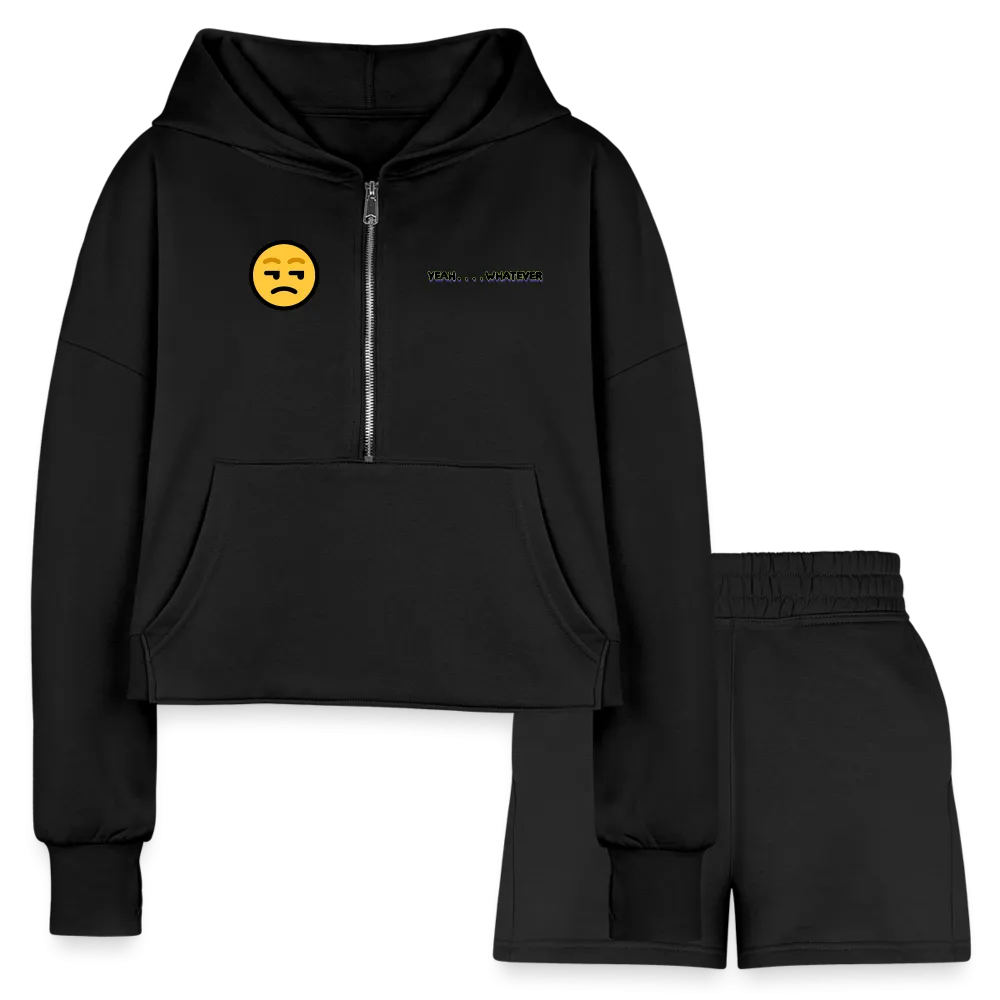 Yeah Whatever Women’s Cropped Hoodie & Jogger Short Outfit Set